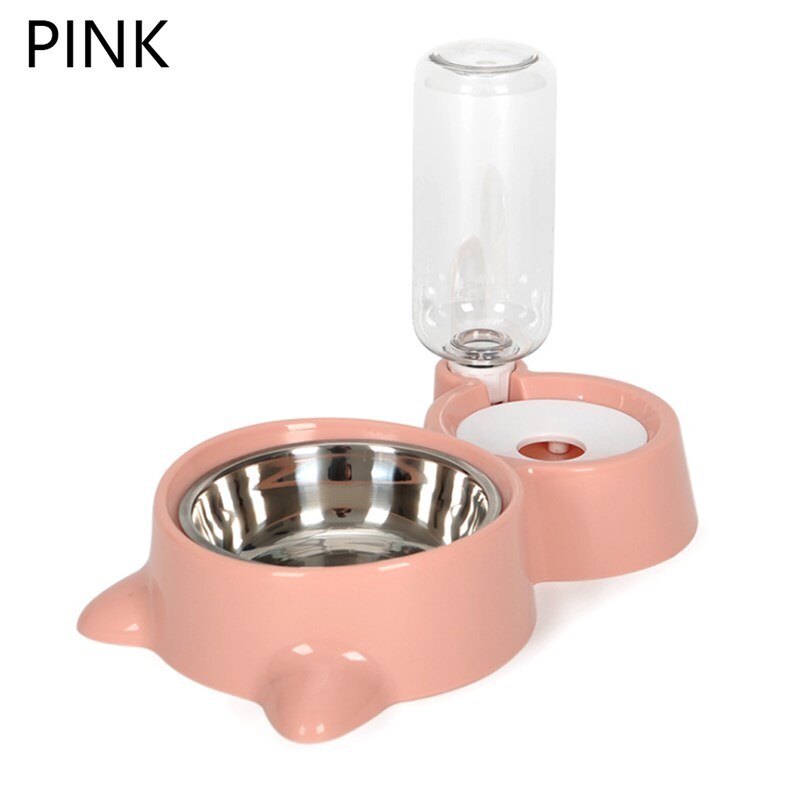 Bubbel husdjur skålar 1.8l mat automatisk matare fontän vatten dricka för kattungar matning plasitc behållare husdjur katt hund tillbehör: B rosa