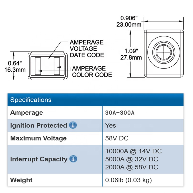 Battery Terminal Series Fuses 100A 200A 300A 400A 500A Rated Battery Fuse Compatible with BoatRV for Terminal Fuse Box CBBF-MB
