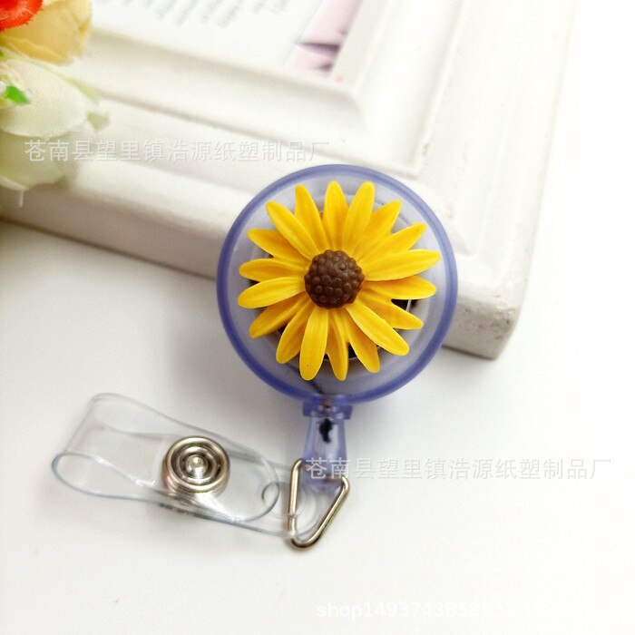 Mode Vrouwen Kaarthouder Kleurrijke Bloemen Intrekbare Badge Reel Verpleegster Arts Student Tentoonstelling Id Card Clips Badge Houder: Yellow