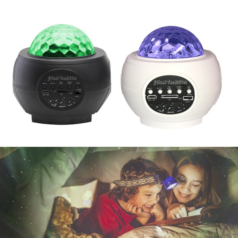 6 Kleuren Oceaan Zwaaien Licht Sterren Sky Projector Led Nachtlampje Nebula Cloud 360 Graden Rotatie Night Lamp Bluetooth Muziek