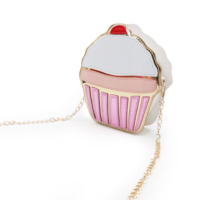 Søde is cupcake kvinder taske pu læder lille kæde kobling pige messenger crossbody skuldertasker kvindelige pung håndtasker: Cupcake