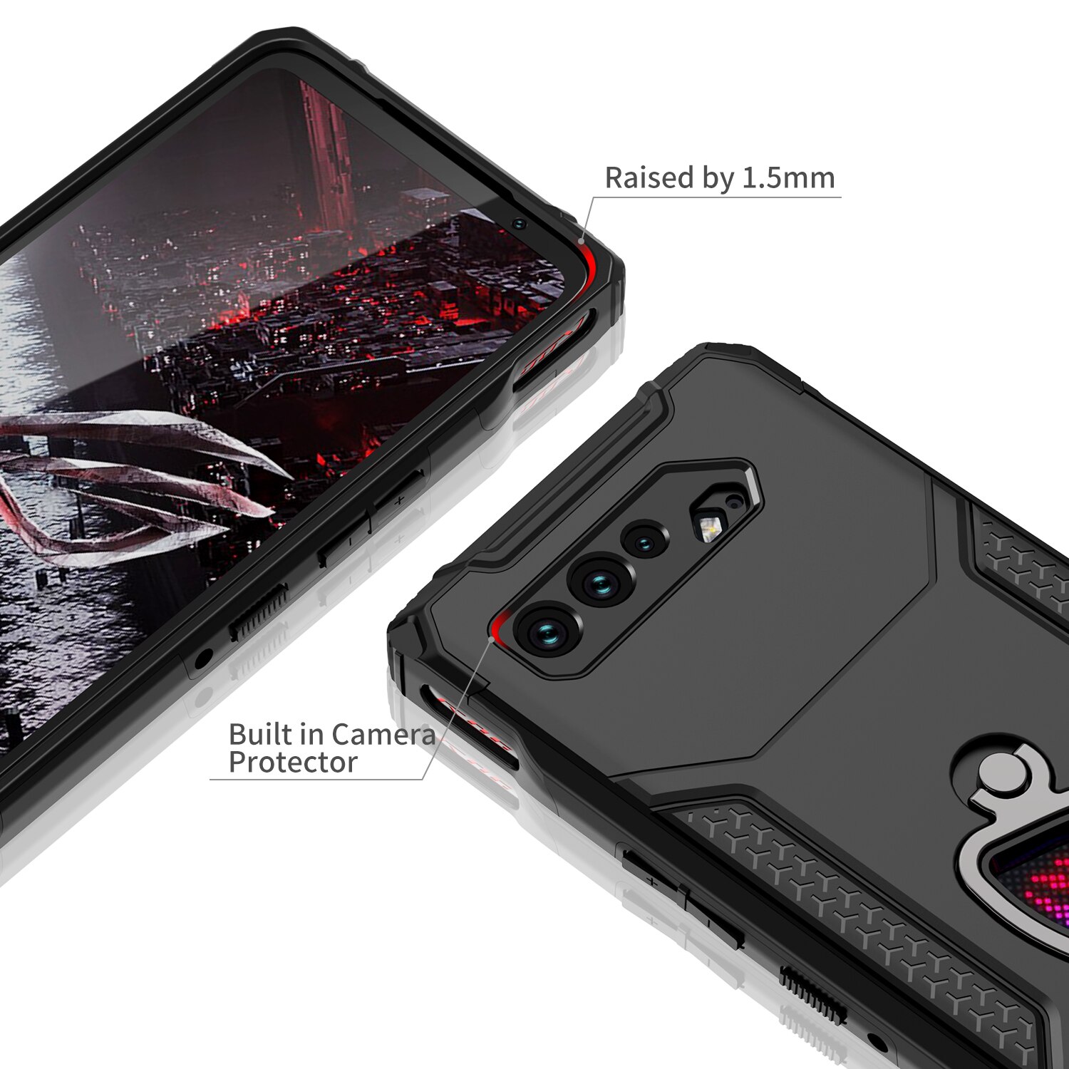 ZSHOW Armor Case for ASUS ROG Phone 5 5s Case Air Trigger Compatible with Kickstand Dust Plug Protection for ROG Phone 5s