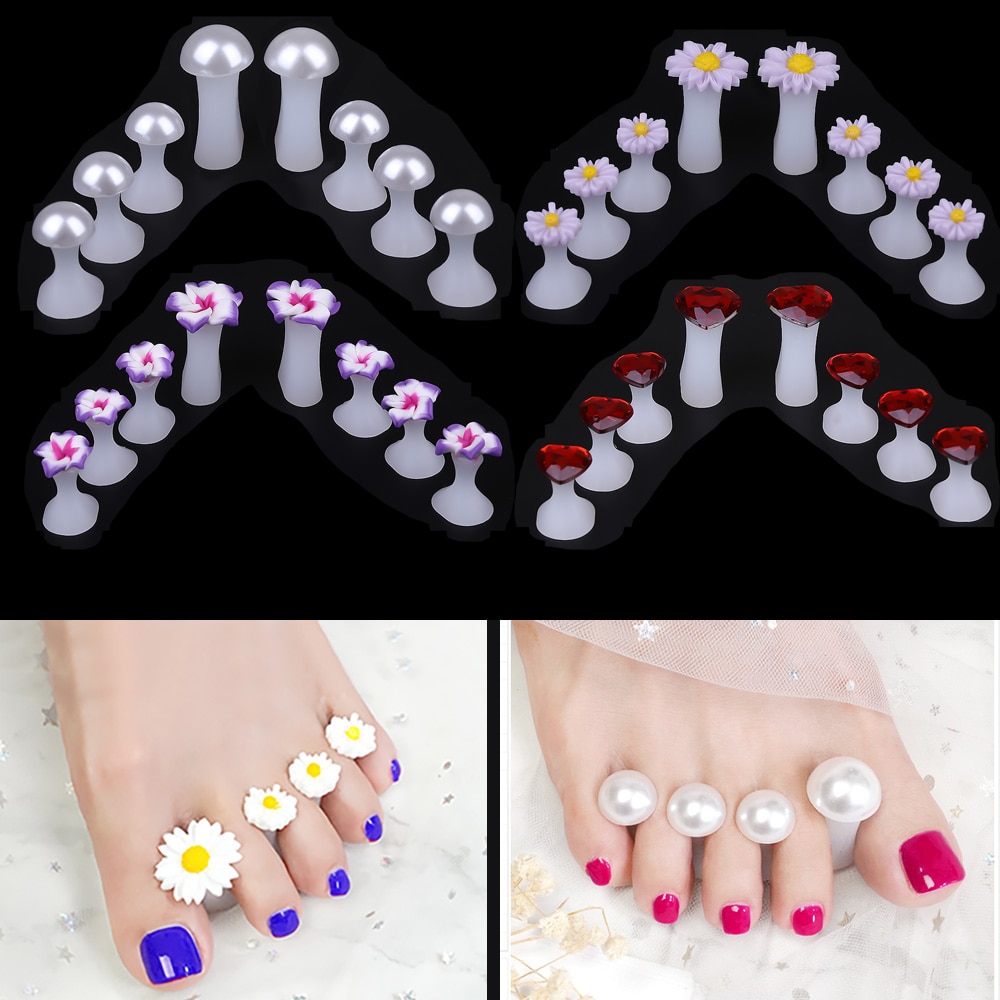 8 stk silikone fod-tå-separator pleje flipbeskytter blød sub-tå tommelfinger separate manicure værktøj