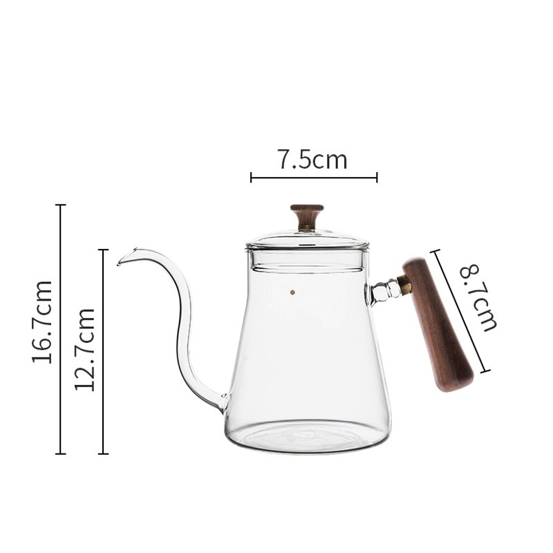 Household V60 Coffee Dripper Paper Set Coffee Filter Glass Coffee Pot V60 Gooseneck Glass carafe reusable filters: 600ML