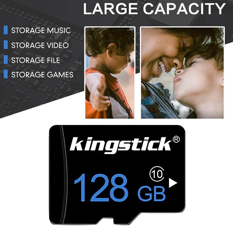 Kingstick MicroSD Memory Card Class 10 128GB TF Card Flash Memory Microsd Card with Adapter