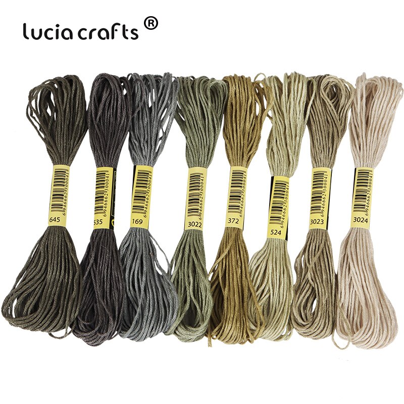 Lucia Crafts 8 Pcs/Lot Multicolor Thread Cross Stitch Cotton Sewing Skeins Embroidery Thread Kit DIY Sewing W0311: C22