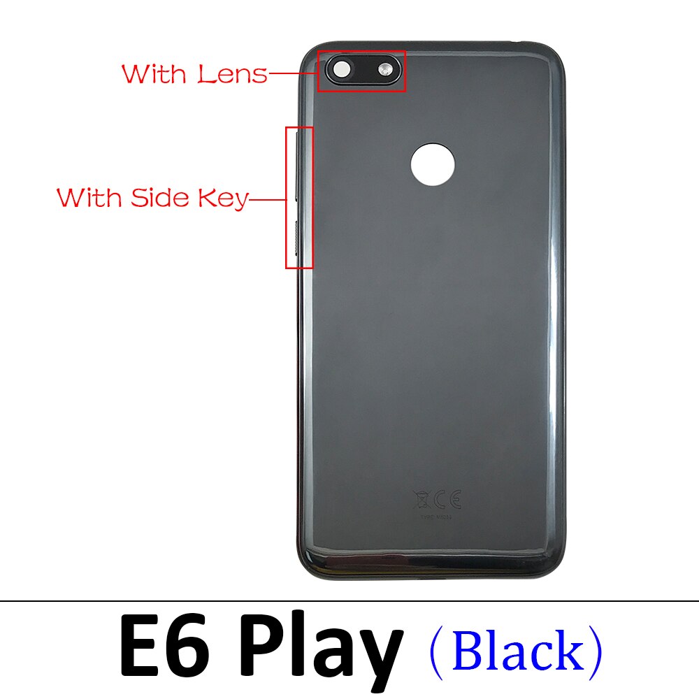 Battery Back Cover Rear Battery Housing with Glue For Motorola Moto G5 G6 E6 Play E7 Plus G8 Power Lite One Vision X4: E6 Play Black