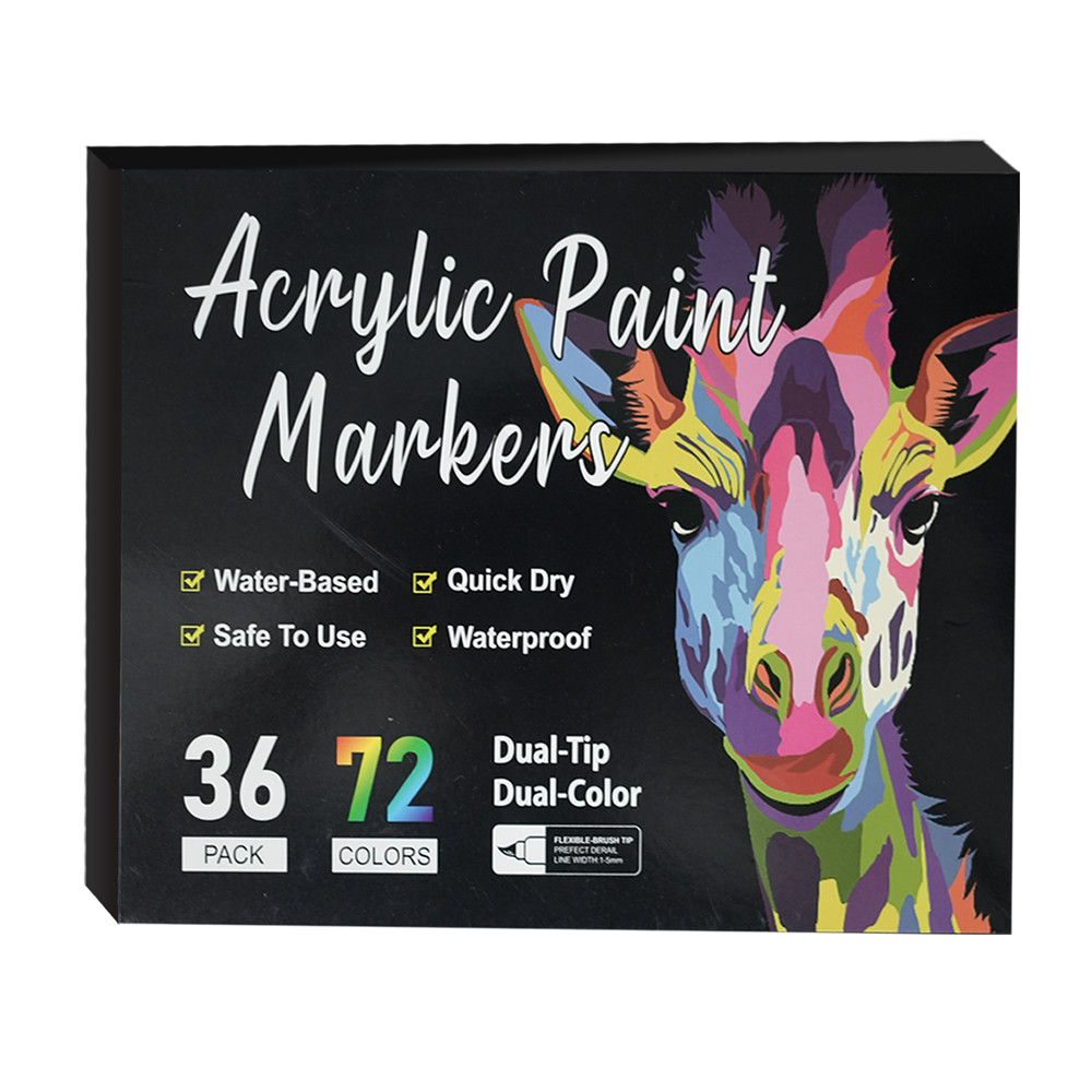 Rotuladores de pintura acrílica de doble punta, 72 colores, paquete de 36 marcadores de arte, juego de marcadores de dibujo para manualidades DIY, suministros de arte