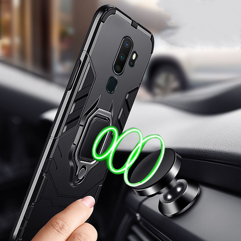 TeppKa Armor Shockproof Ring Houder Case Voor OPPO A9 A5 Case Hard PC Soft TPU Hybrid Back Beschermende cover