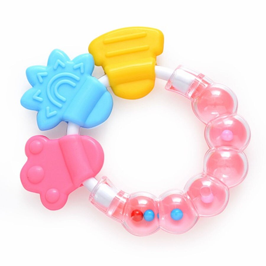 Baby Teether Educational Mobiles Toys Baby Rattle Toy Silicone Biting Toys Baby Bed Bell Handbell Jingle Birthday: Pink