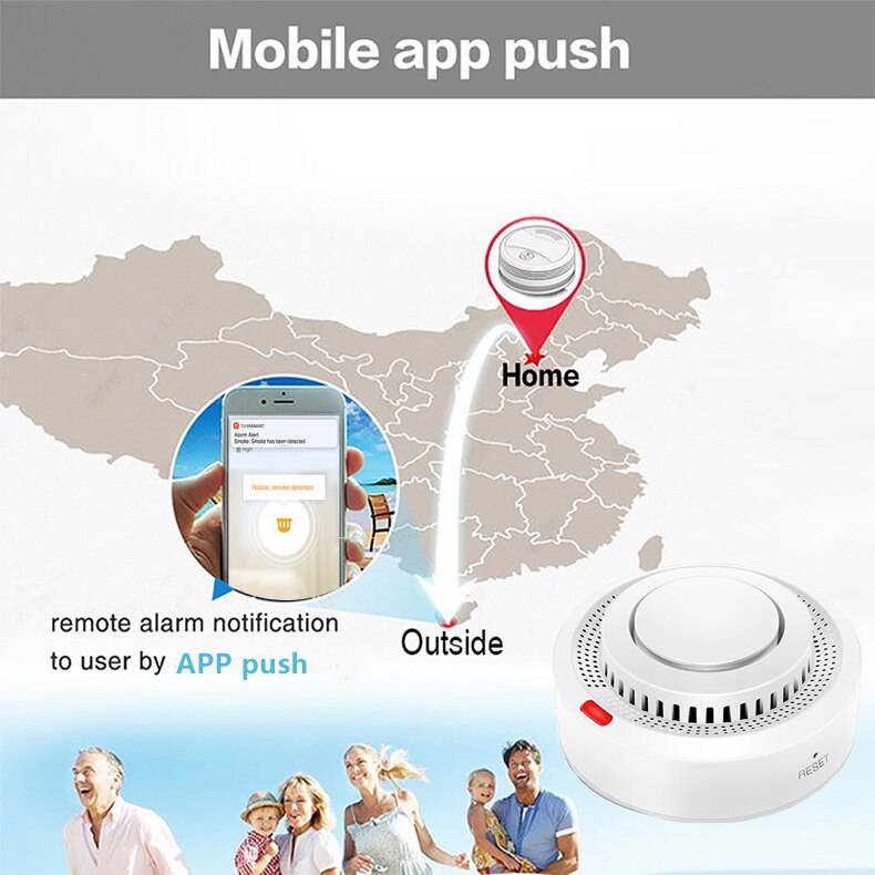 Tuya wifi røgalarm smart life app brandalarm røgsensor wifi røgalarm sikkerhedsdetektor 80db