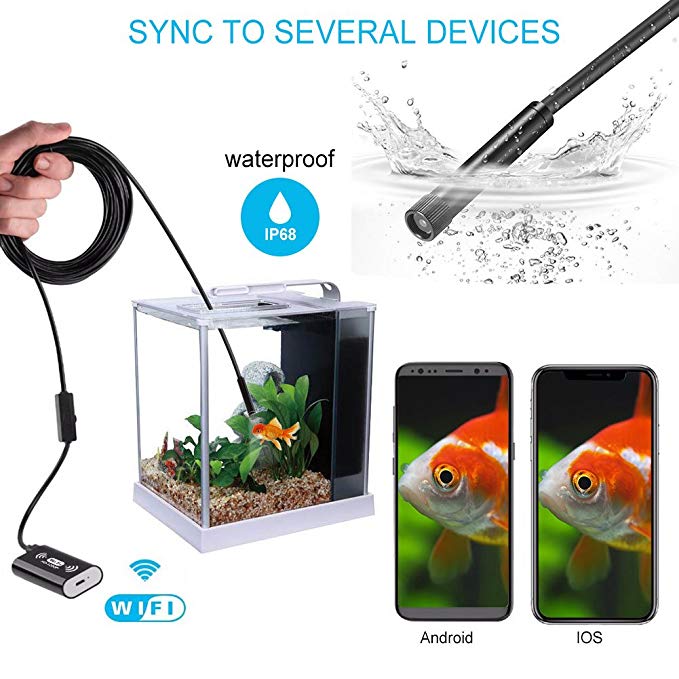 5M/10M WIFI Endoscope Camera 8mm Lens 2MP 720P Snake USB Flexible Hard Wire Android IOS PC 8LED Inspection Endoscope Camera