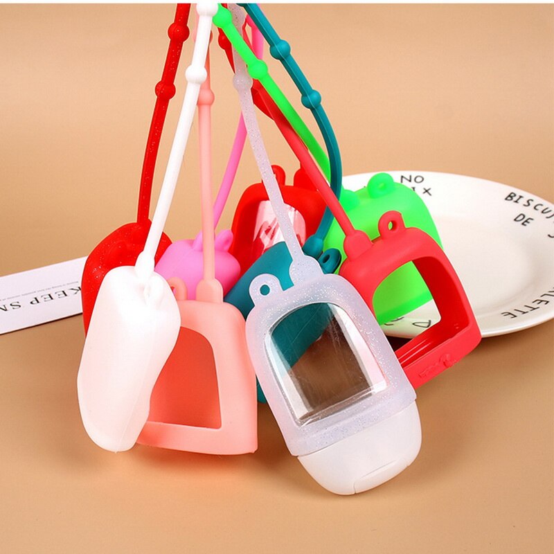 Contenedor de jabón líquido botella vacía portátil de 30ml botella de desinfectante de manos con funda protectora de silicona desmontable