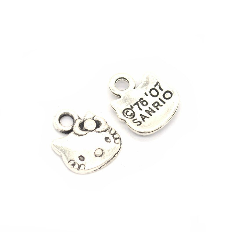 50 Pcs Charms Kat 13X11 Mm Diy Sieraden Maken Hanger Fit Earring Ketting Armband Handcraft: Antique Silver Plated