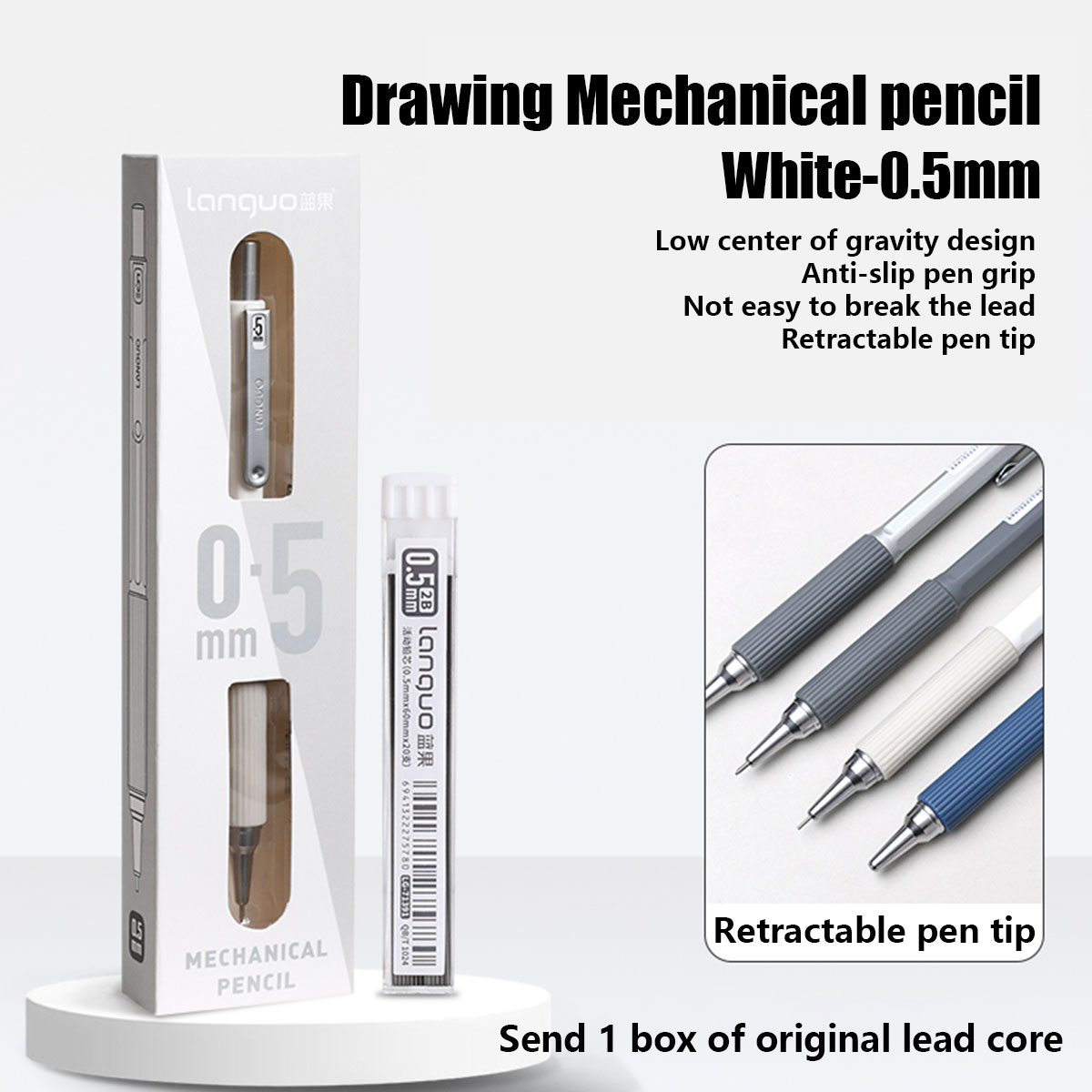 impostato di matite automatiche (1 penna + 1 mina), 0,3 mm/0,5 mm/0,7 mm, per disegnare, scrivere quotidiane, materiale scolastico, regali natalizi: giallo