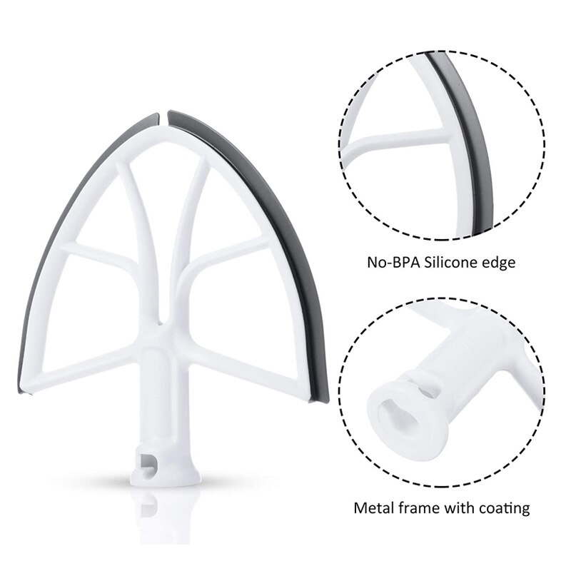 Batidor de borde flexible para cocina, batidor plano de paleta con bordes de silicona, piezas de repuesto para mezclador de soporte de elevación de tazón 6 QT, 1 ud.