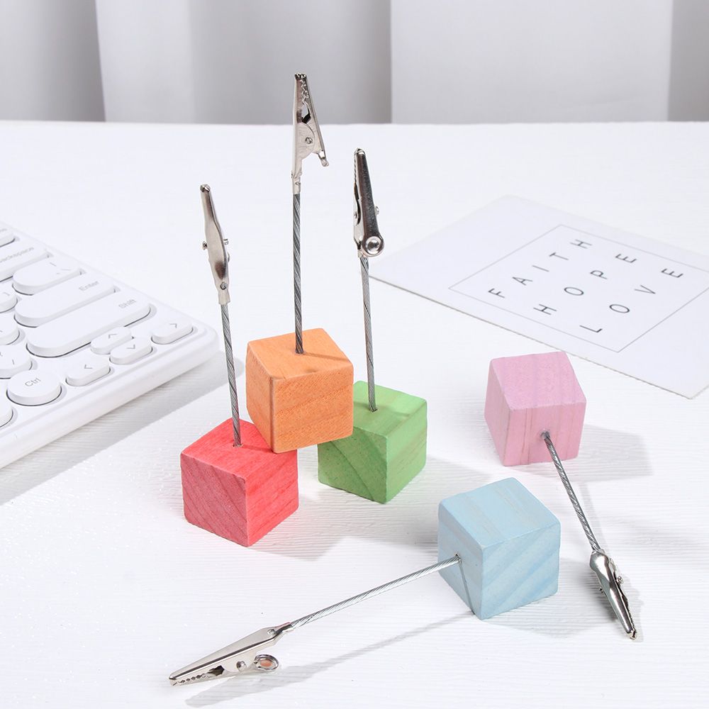 Decor Desktop Decoration Memorandum Wooden Message Folder Table Numbers Holder Photos Clips Place Card Clamps Stand