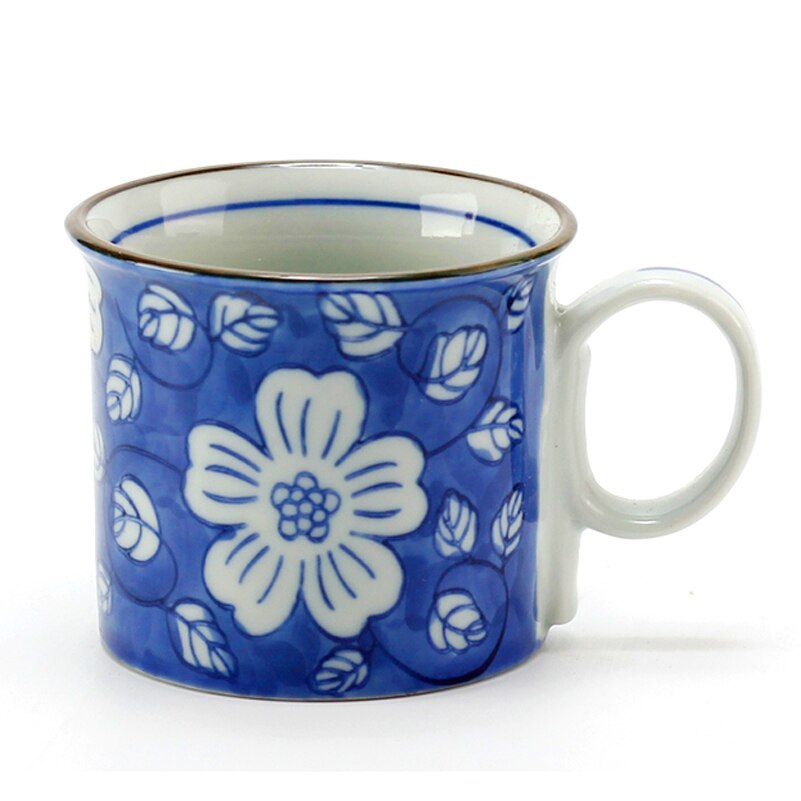 Coffee Cups Mugs Porcelain Tea Mug Ceramic Coffee Cups Set with Blue Flowers