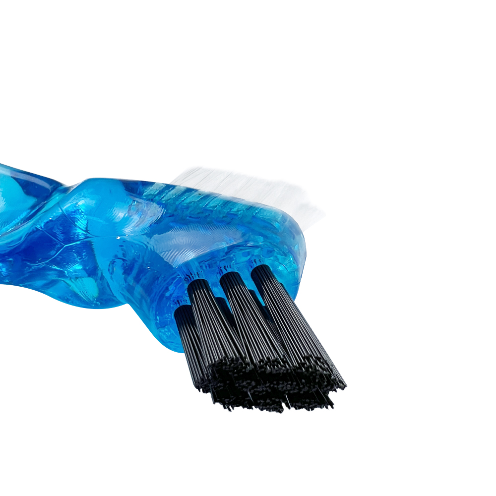 Mini escova de dentes dedicada para dentadura, cabeça dupla, escovas de dentes falsos, escova de limpeza de goma, portátil, escova dupla face