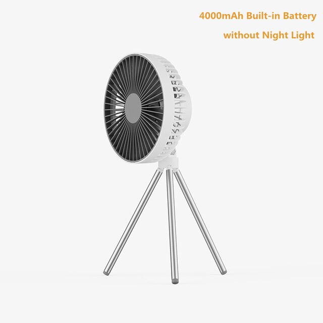XIAOMI – ventilateur de plafond multifonction, rechargeable par USB, avec trépied, refroidissement de l'air, avec veilleuse, pour Camping en plein Air: White 4000mAh
