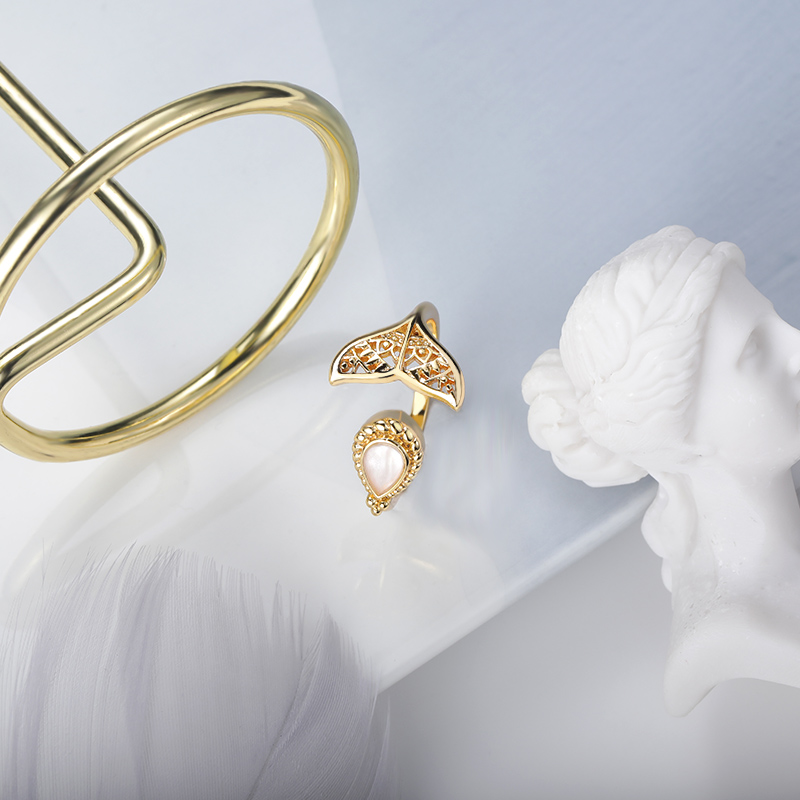 Anelli di coda di sirena di cristallo carino di moda per gioielli da spiaggia da donna anello di colore argento dorato regolabile 2021 nuovo regalo di nozze di tendenza