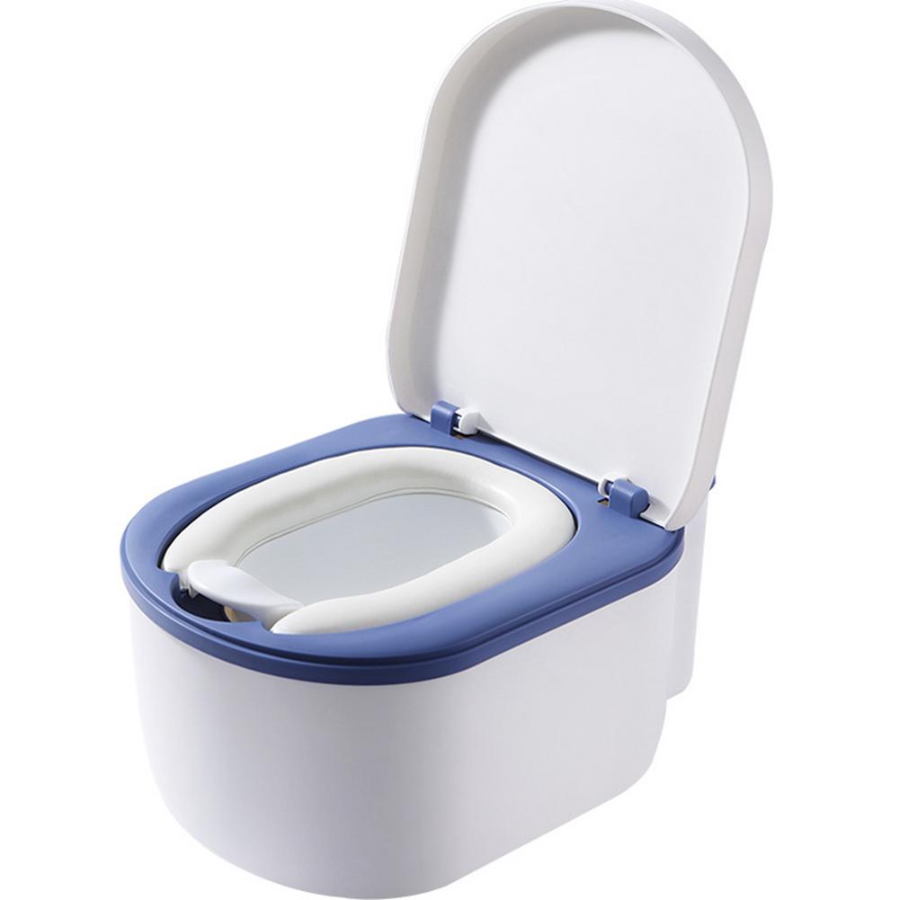 Outdoor Camping Toilet Stable Comfortable Close-stool Stink-pot For Long Trip Children Emergency: Blue PU
