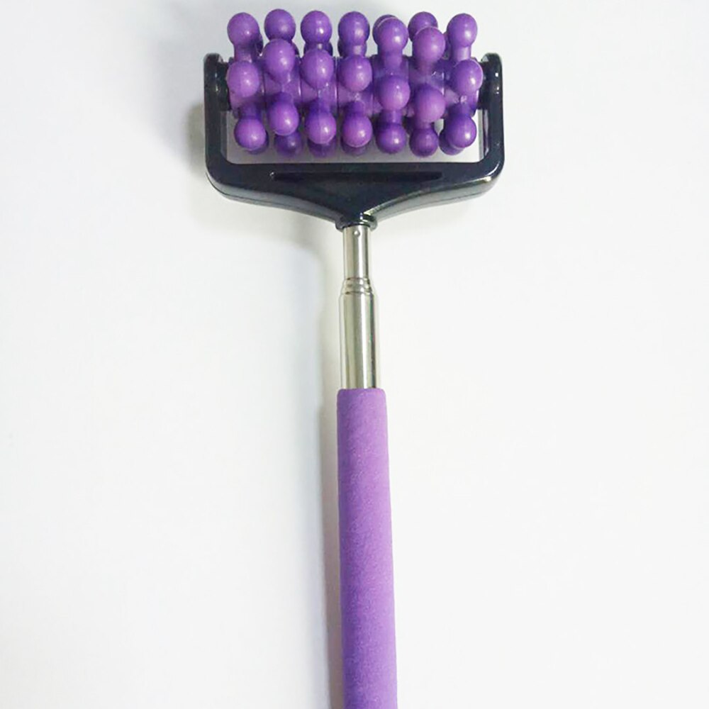1pc Stainless Steel Back Massager Roller Telescopic Handy Back Scratcher Adjustable Body Massage Relax Tool Stress Relief Office: Purple