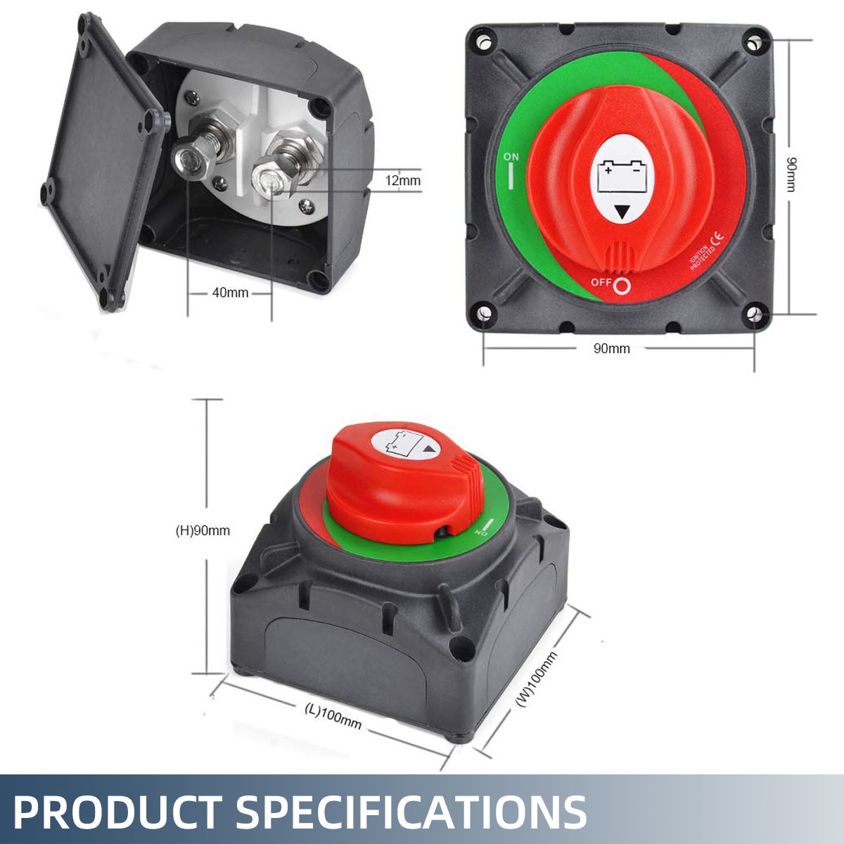 High Current Battery Disconnect Switch, 600A Continuous Battery Master Switch, 12V-48V Battery Kill Isolator Switch for Boat RV