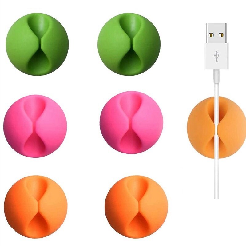6 Pack zaciski kablowe kolorowe organizery kabli mały uroczy zaciski kablowe zarządzanie zaciski do przewodów uchwyt na biurko Office Home Car Computer