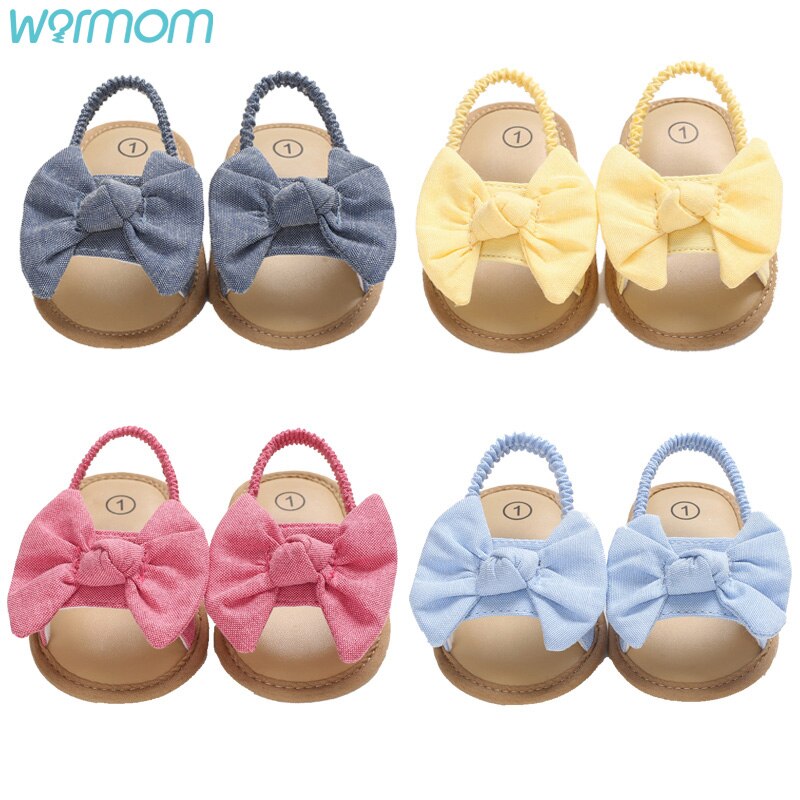 Warmom Baby Sommer Kleidung freundlicher Kleinkind Baby Mädchen Schuhe Bowknot Plaid gestreift Blumen- Party Prinzessin Strand Schuhe freundlicher Sandalen