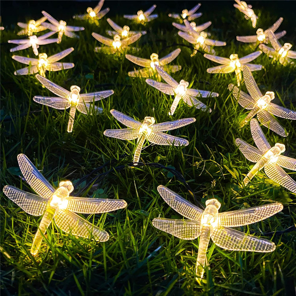 Libellen-Lichterkette, 40 LEDs, dekorativer funkelnder Lichterkette, batteriebetrieben, für Schlafzimmer, Hochzeit, Weihnachtsdekoration: XXL / WHITE