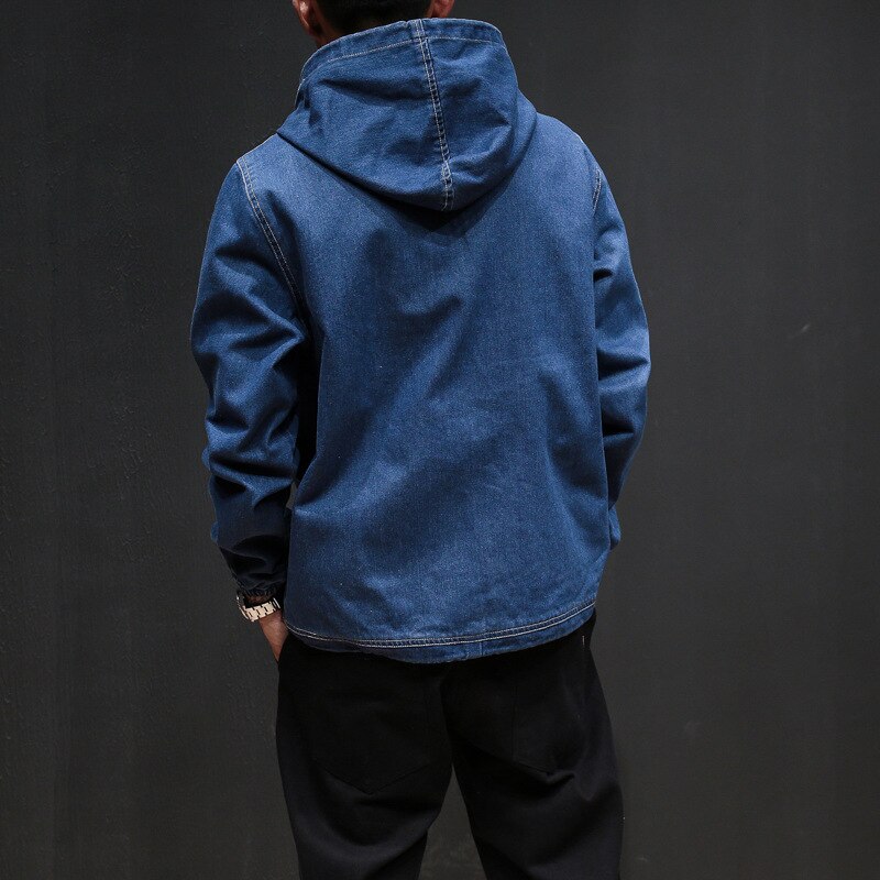 Mannen Hoodie Effen Denim Jas Mode Voorjaar Heren Kleding Losse Zwarte Jeans Jas Casual Mannen Veste Homme Plus size 5XL