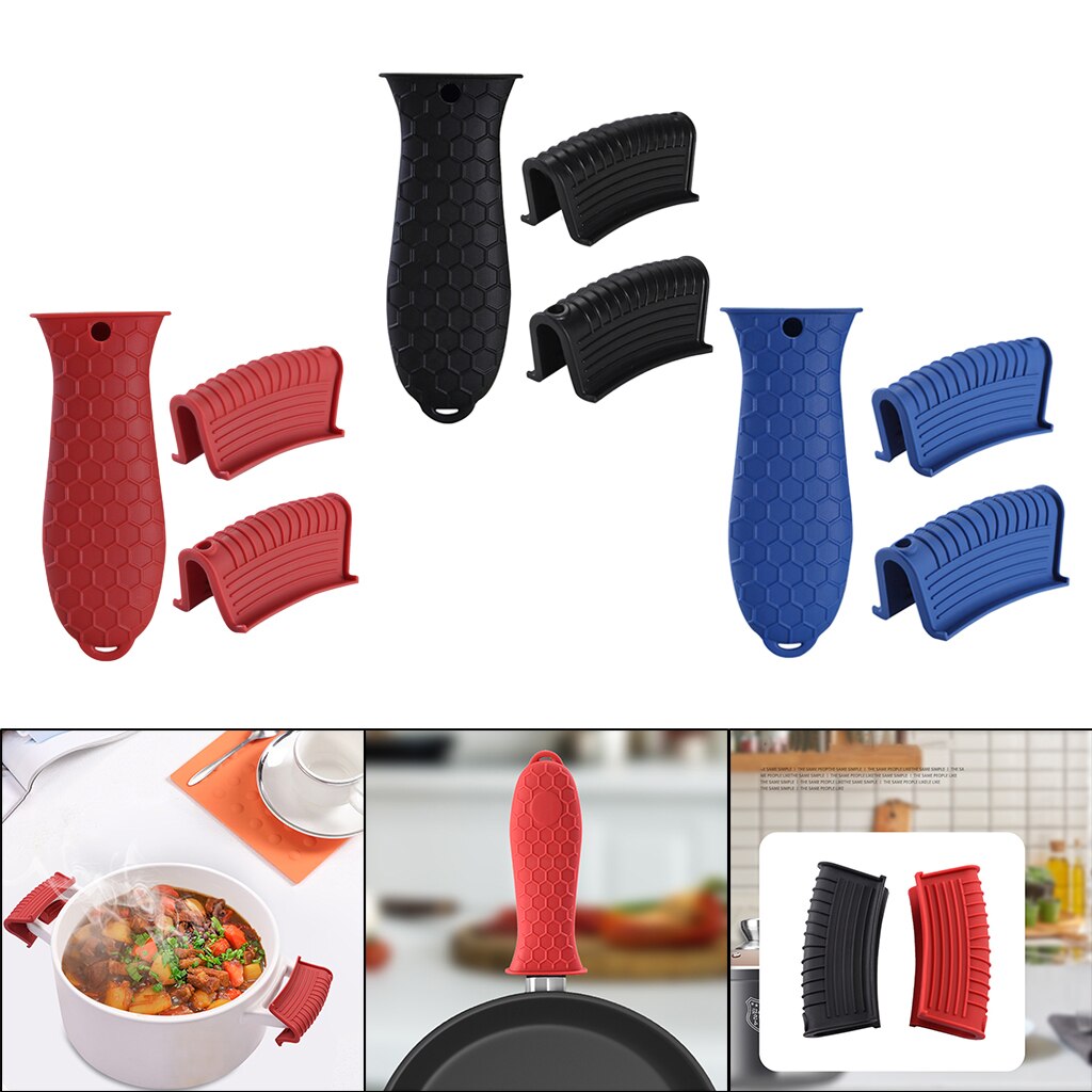 3 Stuks Siliconen Handvat Houder Gietijzeren Koekenpan Handvat Cover Mouwen