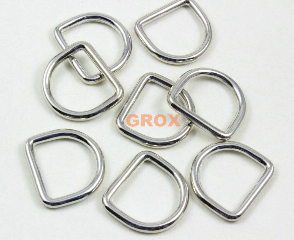 50 Stuks 20mm Nikkel Kleur Gelaste Metalen D Ring Purse Bag Dee Ring