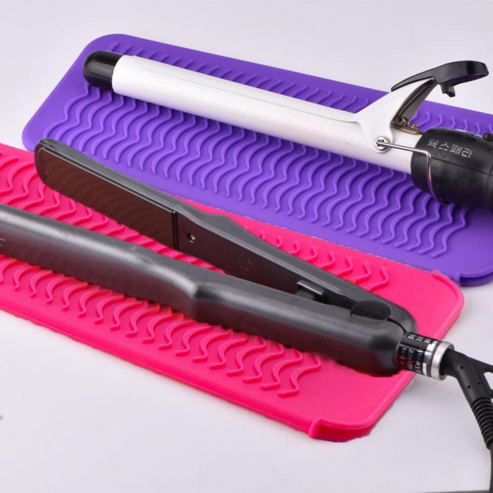 Alfombrilla de silicona anticalor, cubierta de aislamiento Flexible resistente al calor para plancha de pelo, herramienta de peinado