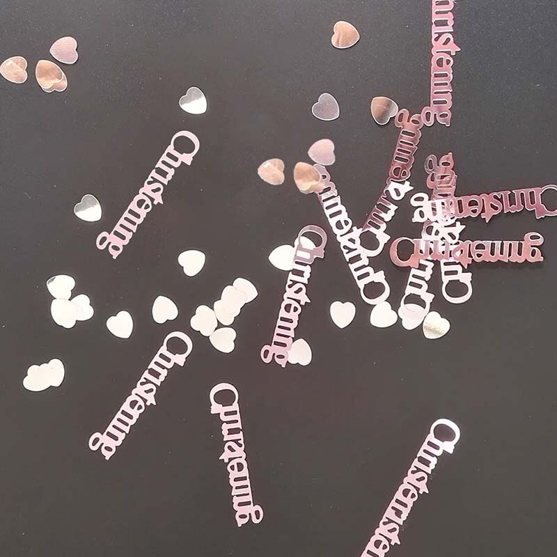 CHRISTENING Confetti Pink or Blue Ideal Table Decorations Boy or Girl Heart Metallic Glitter Foil Sequins Wedding Festival Party