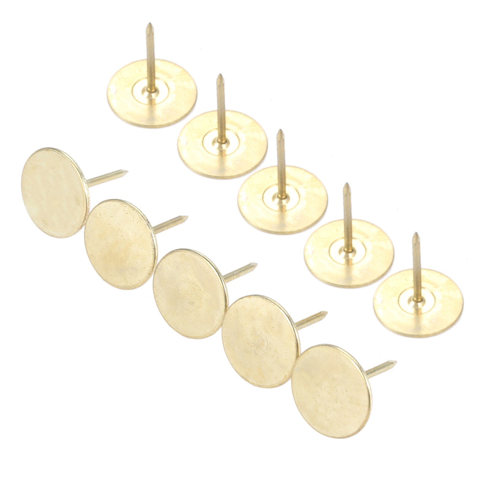 Chinchetas de Metal de cabeza redonda plana para tapicería, tachuelas clásicas de bronce antiguo/oro, 15x19mm, decoración de sofá, 10-100 Uds.: 10PCS Gold