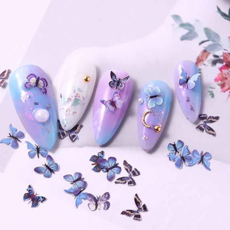 Charm Nail Art 3D Decoraties Manicure Vlinder 50 Stuks Emulational Japanse Stijl Nail Pailletten Accessoires