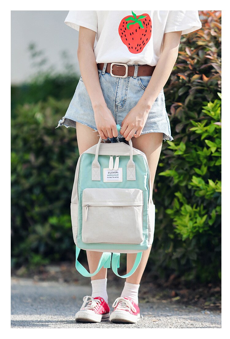 Mochila impermeable de lona para mujer, morral escolar para adolescentes y niñas,