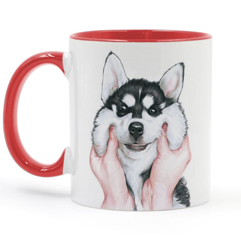 Siberian husky nypa ansiktsmugg kaffe mjölk keramisk diy heminredning muggar 11oz t332