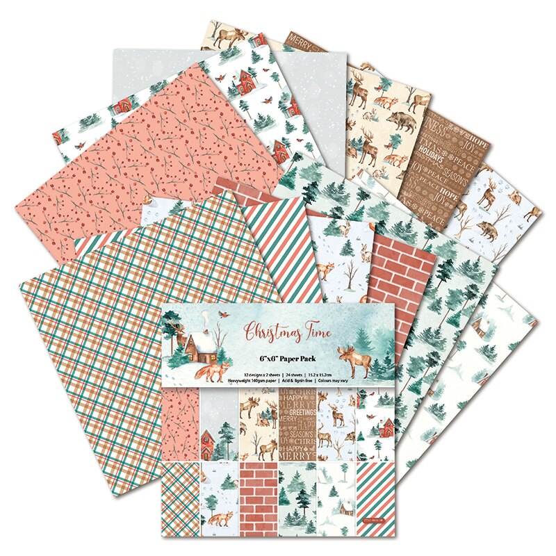 Christmas time Scrapbooking paper pack of 24 sheets handmade craft paper craft Background pad1310