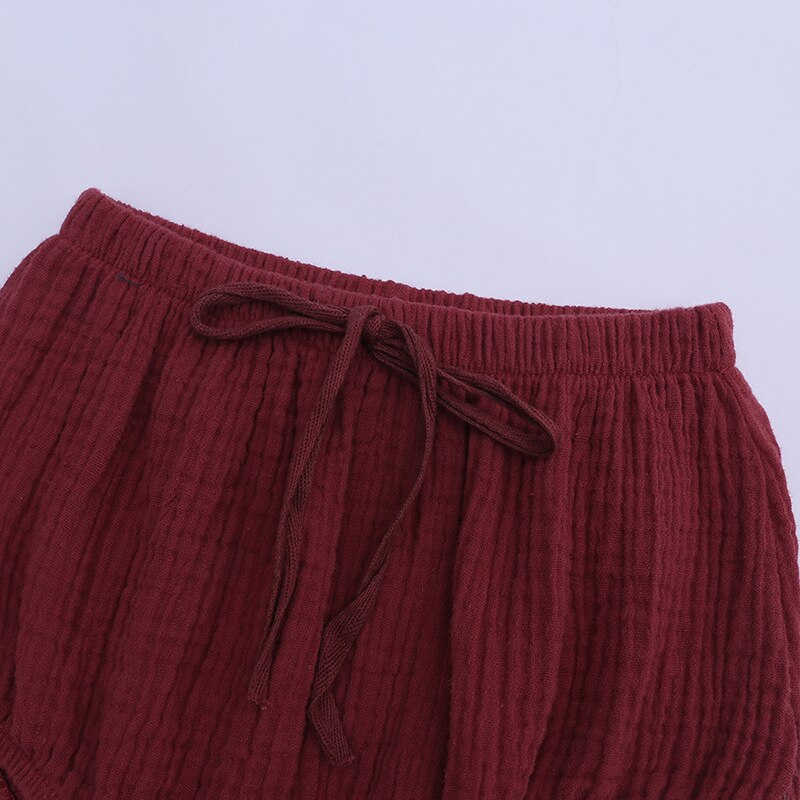 Pantalones cortos informales de verano para niñas, bombachos de algodón y lino de color puro, para la playa, 9M-4T, SJR-249