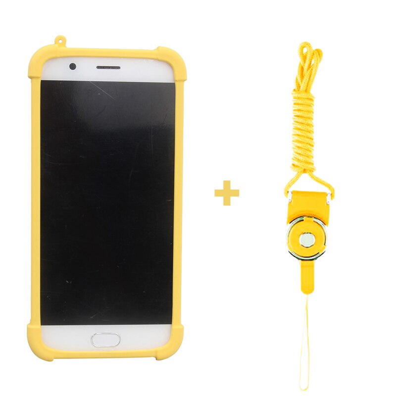 Voor Unimax UMX U683CL 5 inch Case Cover Siliconen Universele Case Voor Unimax UMX U683CL Telefoon Case Zachte Elastische Cover: Yellow with lanyard