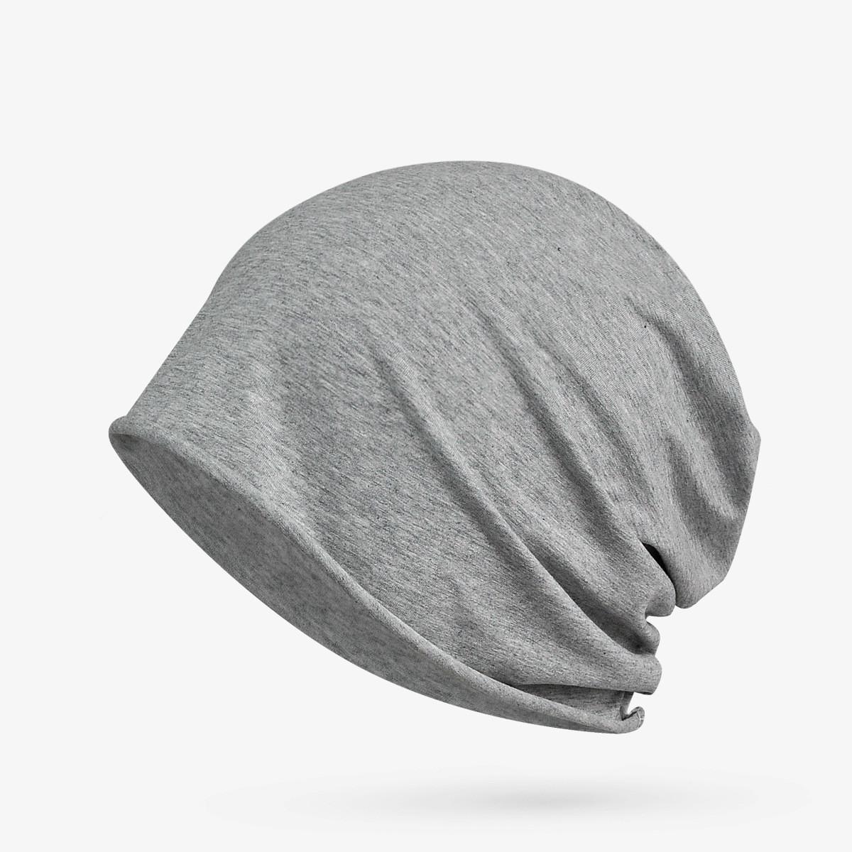 COKK – Bonnet élastique en coton pour homme et femme, couvre-chef unisexe, couleur unie, style Hip Hop, Baggy, fin, collection automne et été: light grey