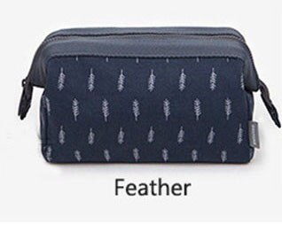 VOGVIGO Women Travel Day Clutches Zipper Trunk Makeup Case Handbags Organizer Storage Pouch Toiletry Wash Bag Ladies Hand Bags: Feather