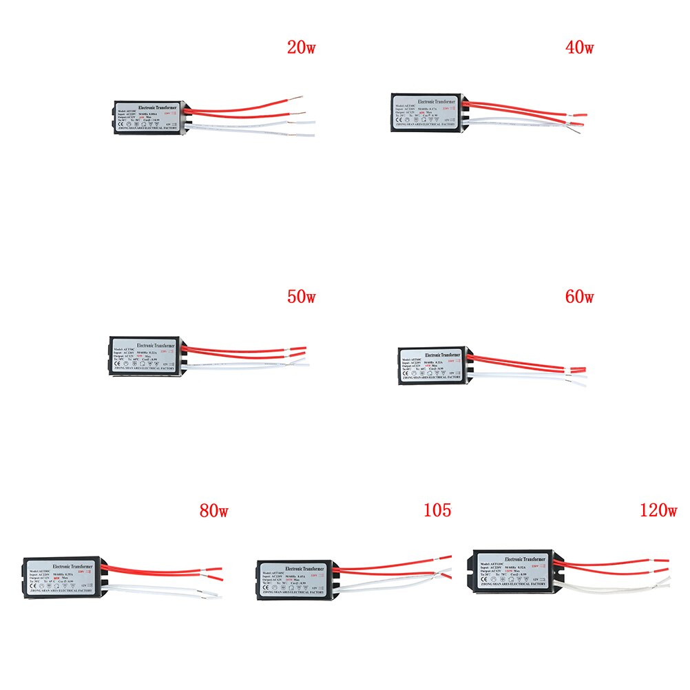 1PC AC 12V Electronic Transformer Halogen Light 20W/40W/60W/80W/105W/120W/50W