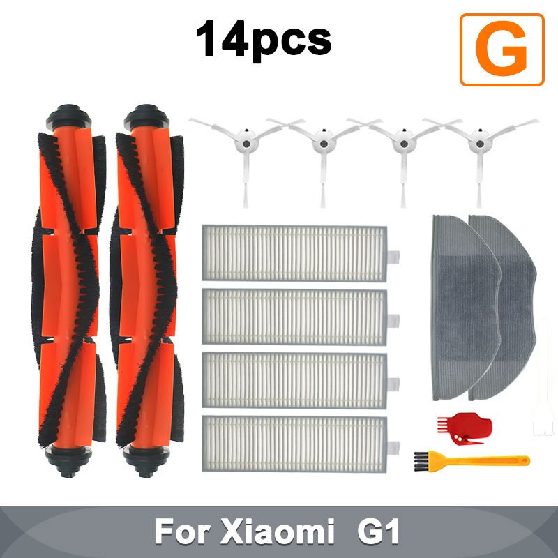 Xiaomi-Robot aspirador G1 MJSTG1 Mi, aspiradora con filtro HEPA esencial, cepillo lateral, cepillo principal, mopa, paños, limpiador, accesorios para electrodomésticos: 14pcs