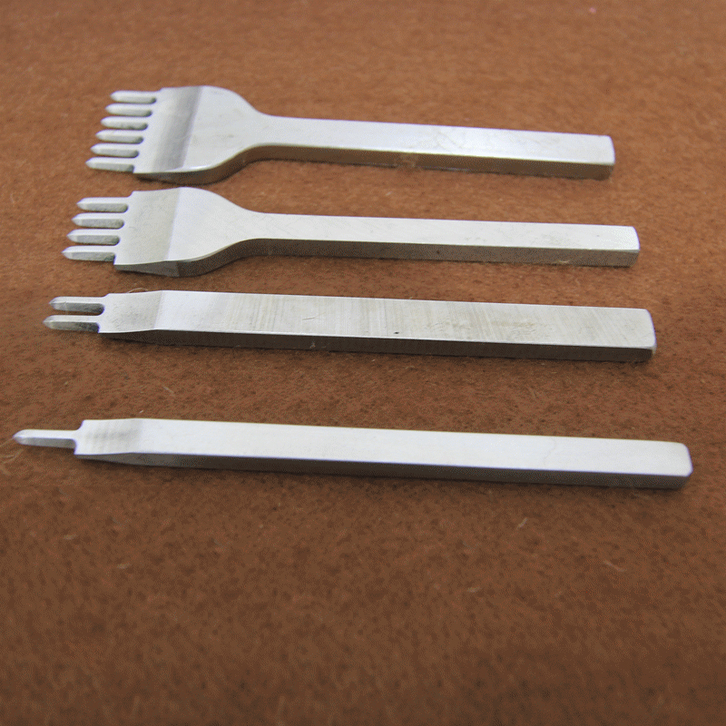 basic white steel leather craft hole puncher set DIY stitch hole maker prong 1/2/4/6 4pcs/set