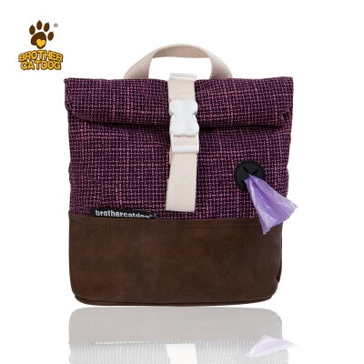 Outdoor Medium Small Dog Backpack Harness Carrier School Bag With Poop Bag For French Bulldog Terrier Bichon Carrying With Leash: Purple / S Chest 25-40cm