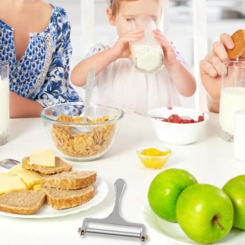 Cheese Slicer, Adjustable Thickness Heavy Cheese Slicers With Wire For Soft &amp; Semi-Hard Cheeses -4 Cutting Wire Included